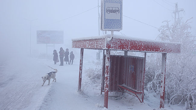 Bus stop in Yakutsk